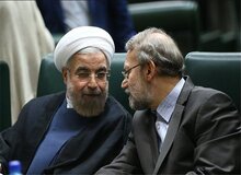 حسن روحانی و علی لاریجانی در مراسم بزرگداشت رئیس جمهور و همراهانش + عکس