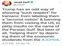 انتقاد ظریف از رویکرد مزوّرانه دونالد ترامپ در قبال مردم ایران